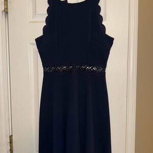 BCX Navy Blue Sleeveless Halter Midi Dress